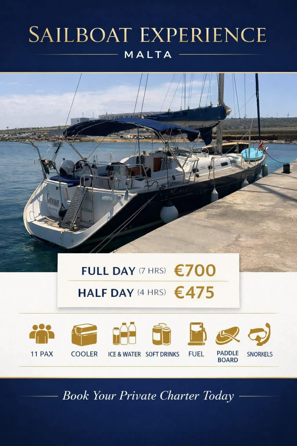 Czarter żaglówki — Sailboat Experience Malta (do 11 osób)